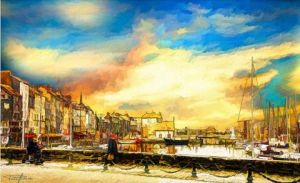 Voir le détail de cette oeuvre: Honfleur. Quai saint Catherine - Le vieux port. Tous droits réservés